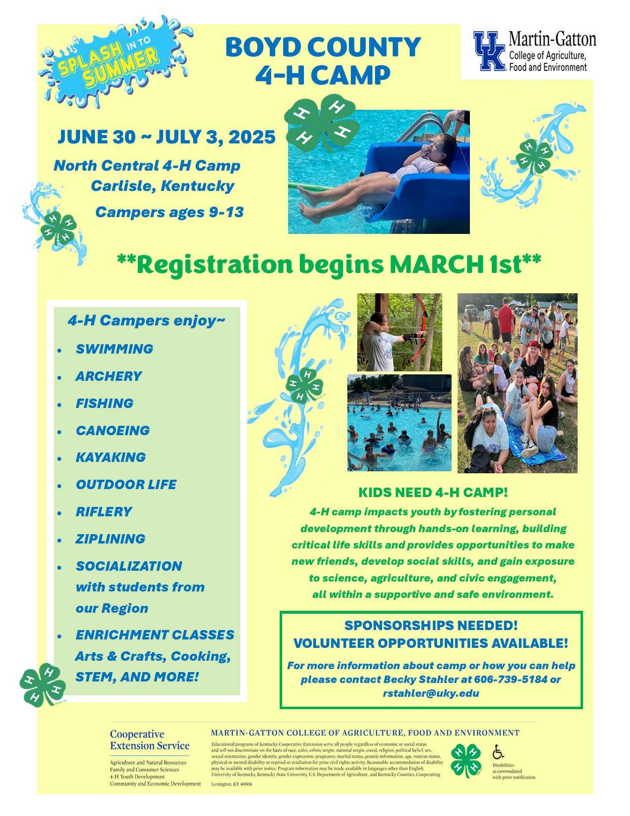 flyer for 4H 2024 Summer Camp