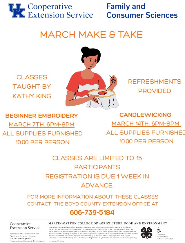 Informational Flyer for FCS Make and Take Class