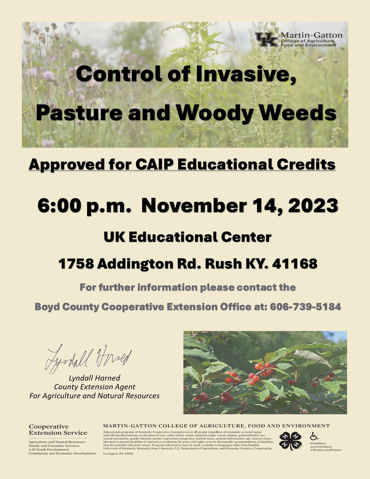 Control Invasive Pasture and Woody Weeds