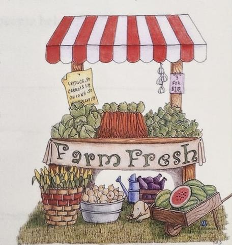 cartoon of a farmers market