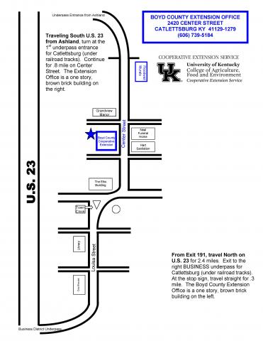 Map to Boyd County Extension Office